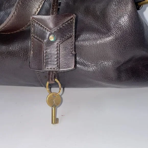 Authentic Yves Saint Laurent Brown Muse Leather Satchel - Picture 15 of 16
